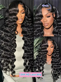 Links 30 Inch Loose Wave 13x6 HD Lace Front Human Hair Wigs Brazilian 220% Water Deep Wave Wigs 13x4 Lace Frontal Wig For Women