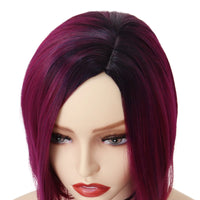 GNIMEGIL Synthetic Burgundy Wig for Woman Short Bob Wig Haircut Soft Straight Hairstyle Red Ombre Purple Wigs Natural Hairstyles