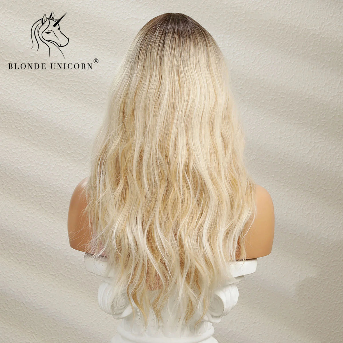 Blonde Unicorn Synthetic Wig Ombre Blonde Long Wigs Middle Part Hair Wig Daily Natural Wavy Heat Resistant Fiber for Women