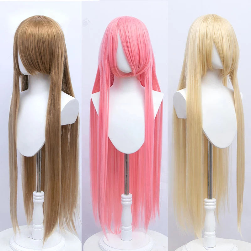 100cm Synthetic Wigs Lolita Cosplay Womens Wig Red Pink Blonde Blue Straight Wig Hair Extensions Party Wig MUMUPI