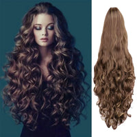 24" Natural Full Wigs Hair Long Wavy Synthetic Heat Resistant Brown Wig for Women and Girls Cosplay Party Costume