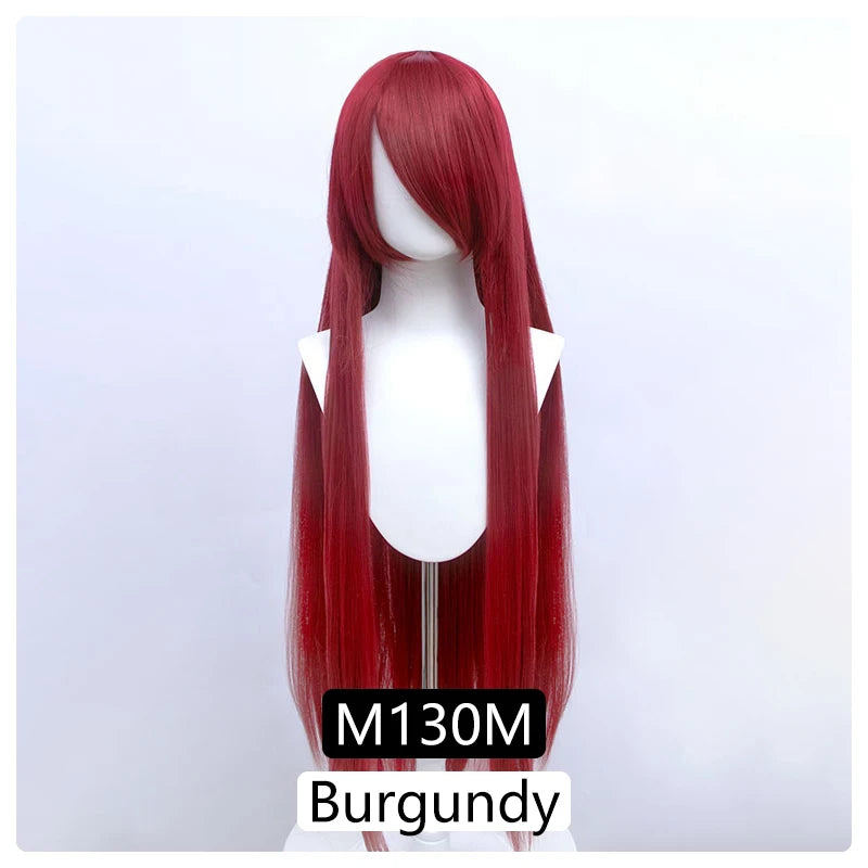 100cm Synthetic Wigs Lolita Cosplay Womens Wig Red Pink Blonde Blue Straight Wig Hair Extensions Party Wig MUMUPI