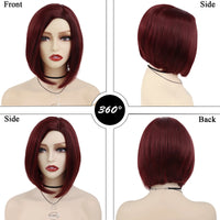 GNIMEGIL Synthetic Burgundy Wig for Woman Short Bob Wig Haircut Soft Straight Hairstyle Red Ombre Purple Wigs Natural Hairstyles