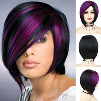 GNIMEGIL Synthetic Burgundy Wig for Woman Short Bob Wig Haircut Soft Straight Hairstyle Red Ombre Purple Wigs Natural Hairstyles