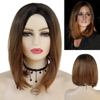 GNIMEGIL Synthetic Burgundy Wig for Woman Short Bob Wig Haircut Soft Straight Hairstyle Red Ombre Purple Wigs Natural Hairstyles