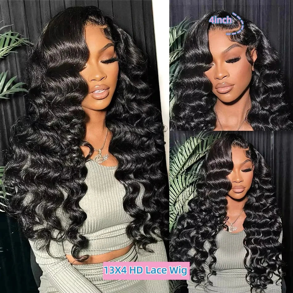 Links 30 Inch Loose Wave 13x6 HD Lace Front Human Hair Wigs Brazilian 220% Water Deep Wave Wigs 13x4 Lace Frontal Wig For Women