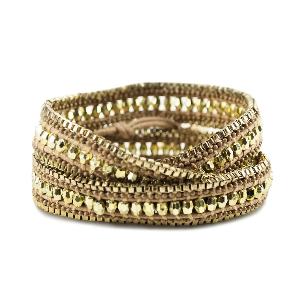 Double Looped Bling Bracelet- Gold